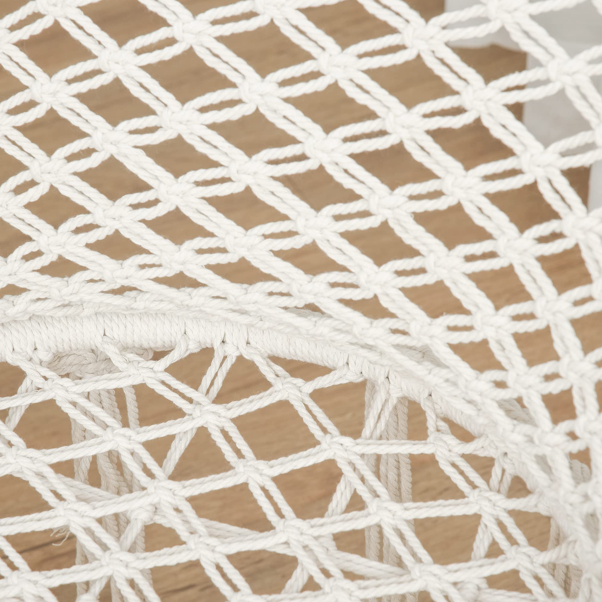 Outsunny Loveuse Fauteuil Rond de Jardin Fauteuil Lune papasan Pliable Grand Confort macramé Coton Polyester Beige