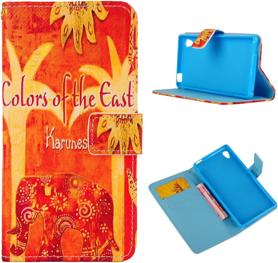 For Sony Xperia M4 Aqua , PpIiNnKk Colorful Elephant Africa Style Wallet PU Leather Stand Flip Magnetic Closure Protective Case Cover for Sony Xperia M4 Aqua