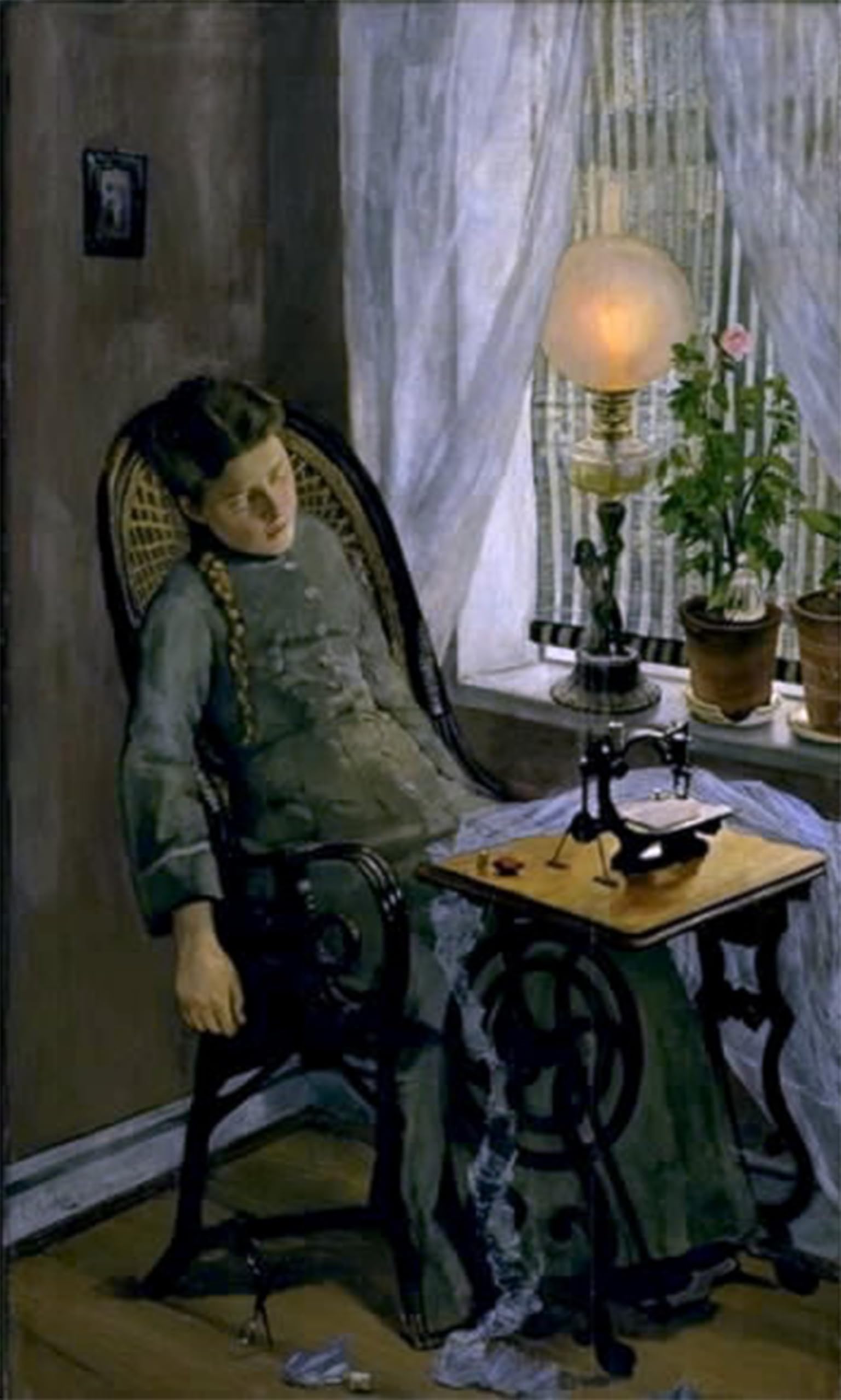 ARTXLXXBN Famous Painting Canvas Artwork Graffiti Print the Seamstress by Christian Krohg Portrait Canvas Image for Home Decor 60x90cm