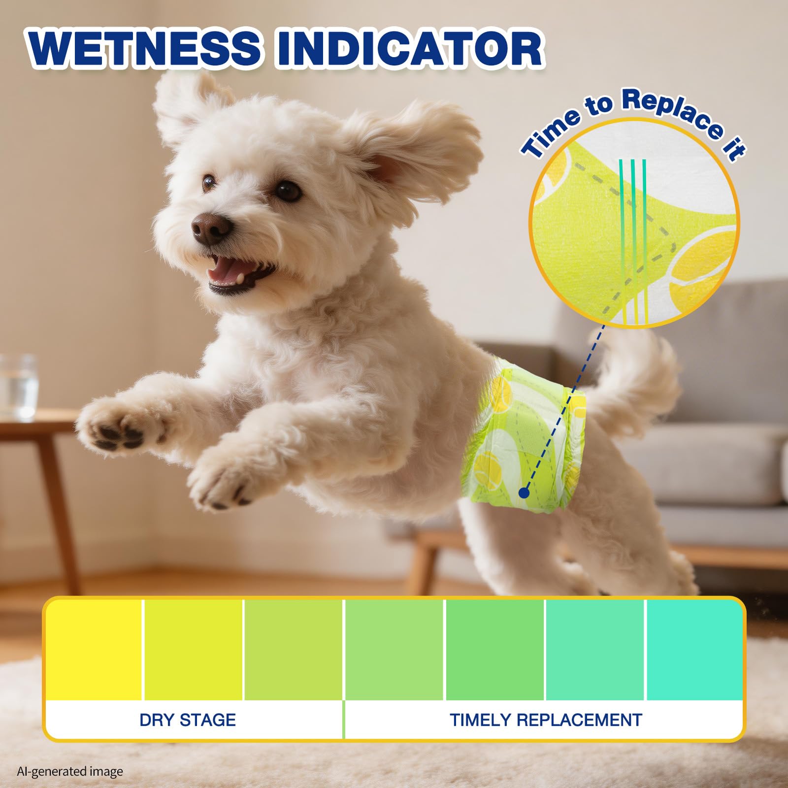 Dono 60 pañales desechables para perros con indicador de humedad y barrera a prueba de fugas, pañales para perros para incontinencia, problemas de marcado, M (45-63 cm)