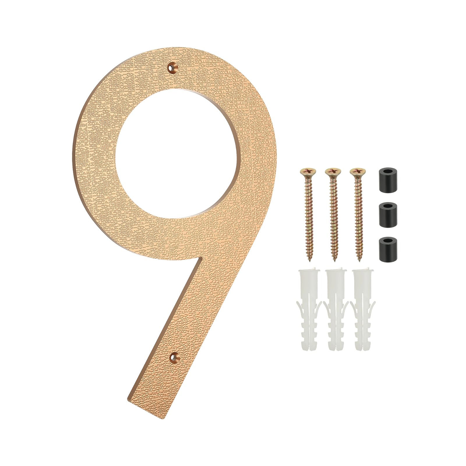 PATIKIL 12 Inch House Numbers for Outside, Number 9 ABS Plastic Texture Floating House Number Modern Mailbox Address Door Numbers with Nail Kit for Outdoor Residential Street, Gold Tone