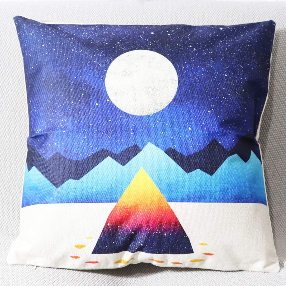 4 Pcs Fashion Throw Pillow Cover Mountains and Sun Decorative Square Cushion Covers Cotton Linen Outdoor Pillows Case for Sofa Bed Chair 18x18 Inch (Mountain-2)