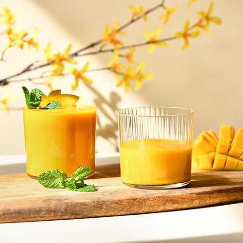 Miniatura 4 de Krosno Juego de 6 vasos de sidra ondulados texturizados, 13,86 onzas líquidas, colección Mixology Lumi, agua, jugo y bebidas frías, para uso diario,