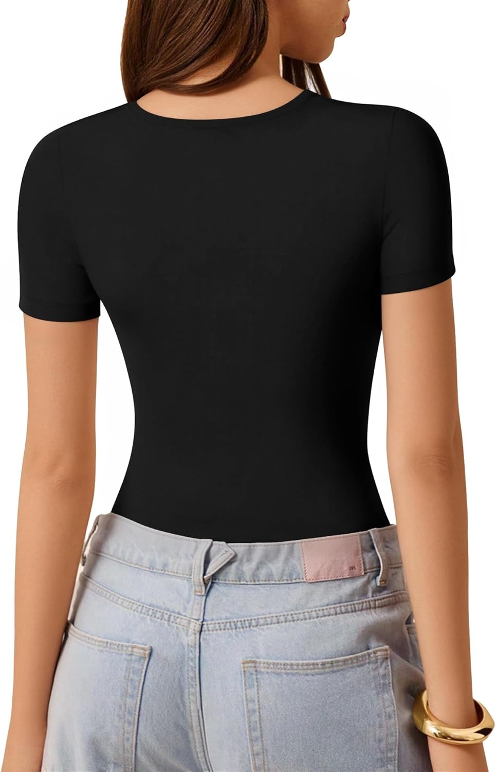 ALGALAROUND Women's Cutout Tops Basic Long Sleeve Round Neck Slim Fit T-Shirts - Image 4