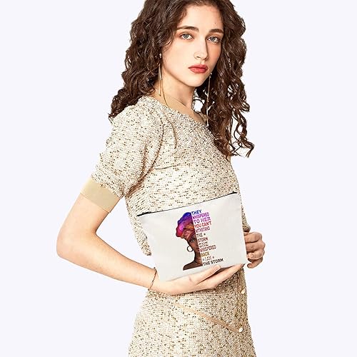 Miniatura 10 de Bolsa de maquillaje afroamericana para monedero de lona afro-negra, bolsas de cosméticos para mujer, regalo inspirador, pequeña bolsa divertida para