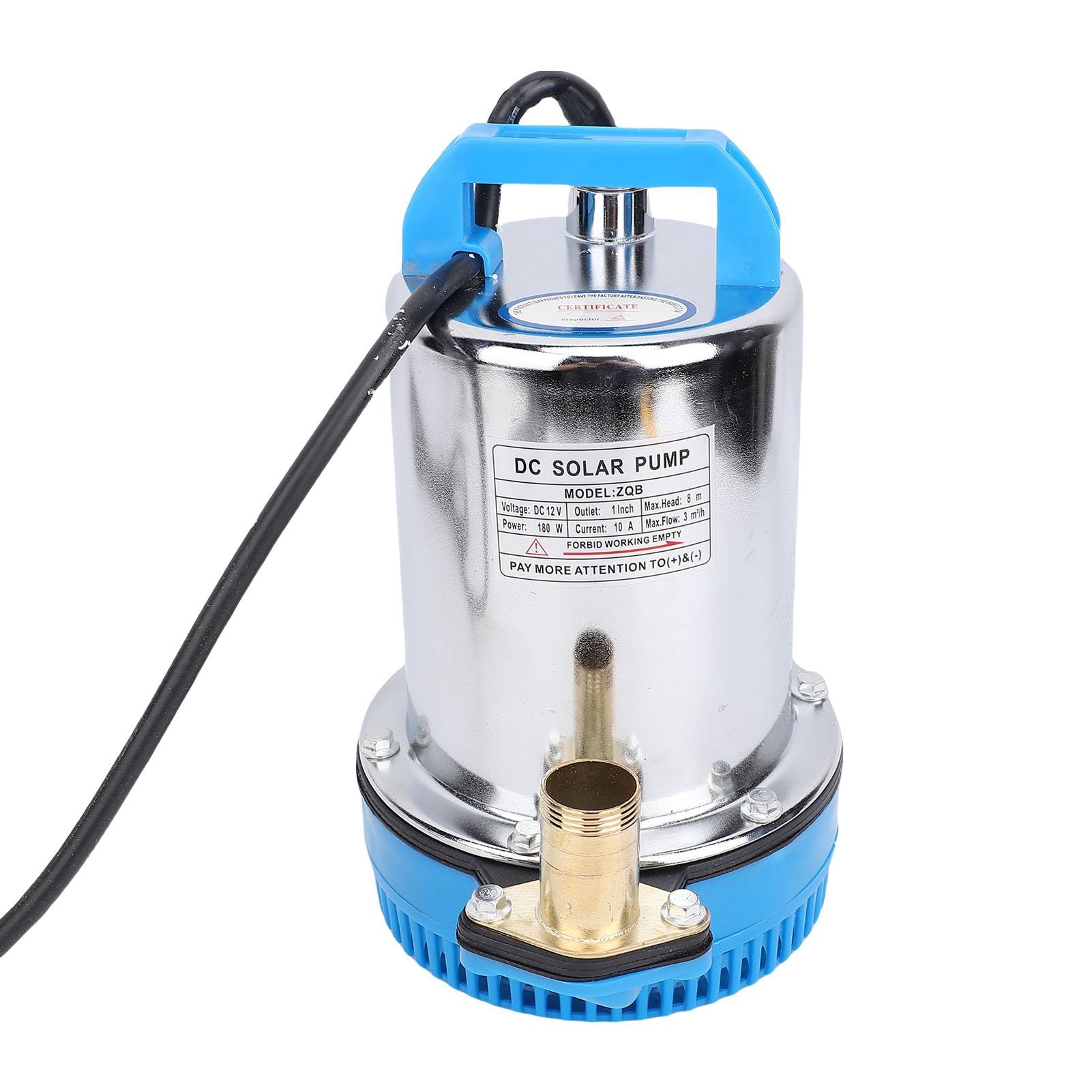 Pompa Ad Acqua Solare Sommergibile Pompa Ad Acqua Solare 180W 3 Metri Cubi/Ora di Flusso in Acciaio Inossidabile con Cavo da 8,2 Piedi per Stagno da Giardino Piscina Acquario
