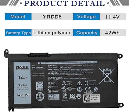 Miniatura 2 de DELL YRDD6 1VX1H - Batería para Dell Inspiron 5482 5485 7586 3583 5491 5591 5481 3310 2 en 1 5593 5584 3493 3793 5480 3588 2 558 1 5590 3584 5493
