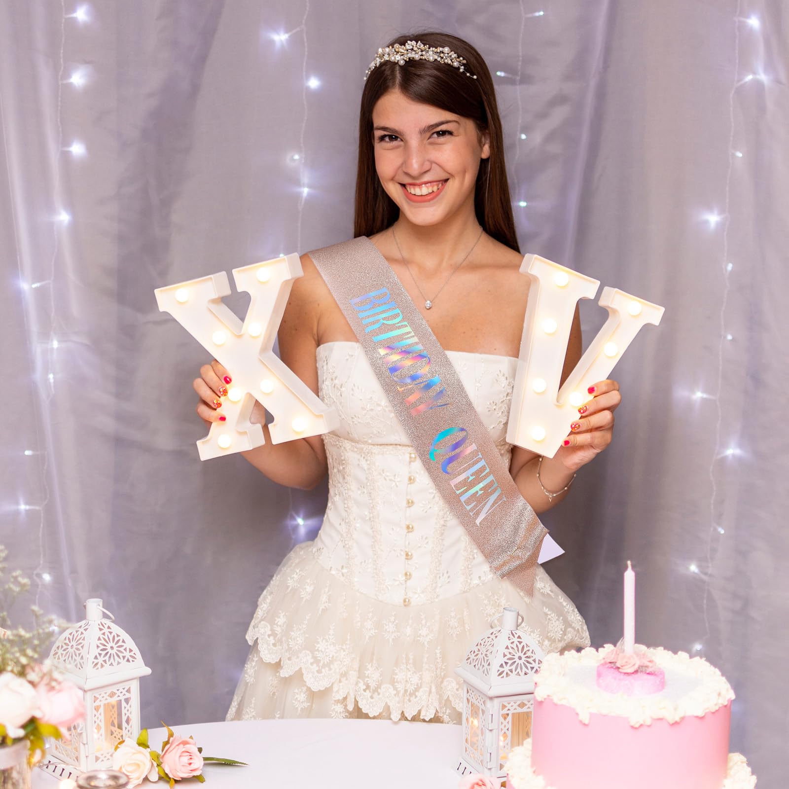Szarfa królowej urodzinowej, złoty brokat, Szarfa Happy Birthday, dla kobiet, dziewcząt, akcesoria imprezowe i dekoracje