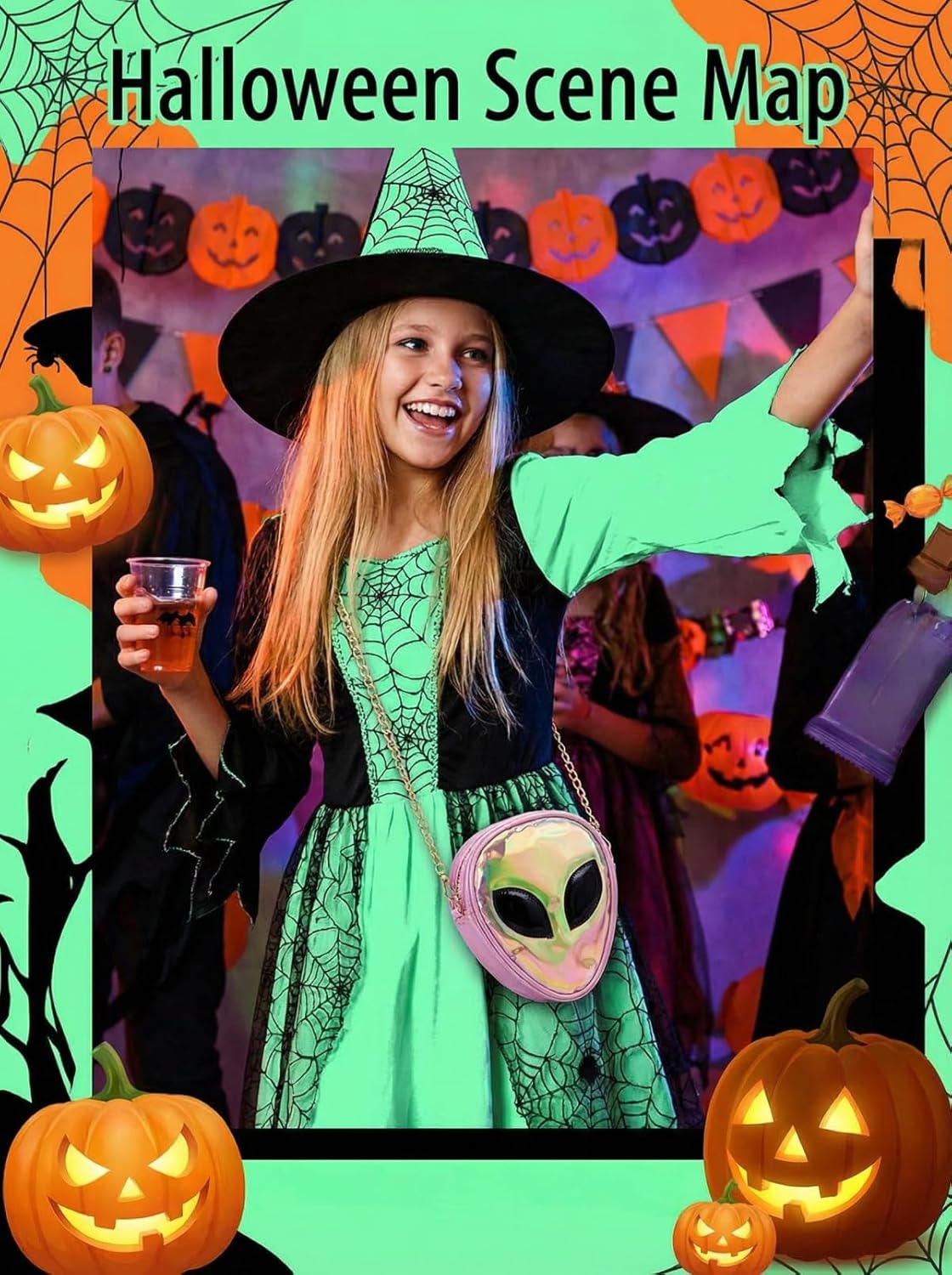 ZGMYC Alien Pattern Hologram Crossbody Bag Glitter Shoulder Purse with Chain Strap for Kids Teen Girls Women - Image 2