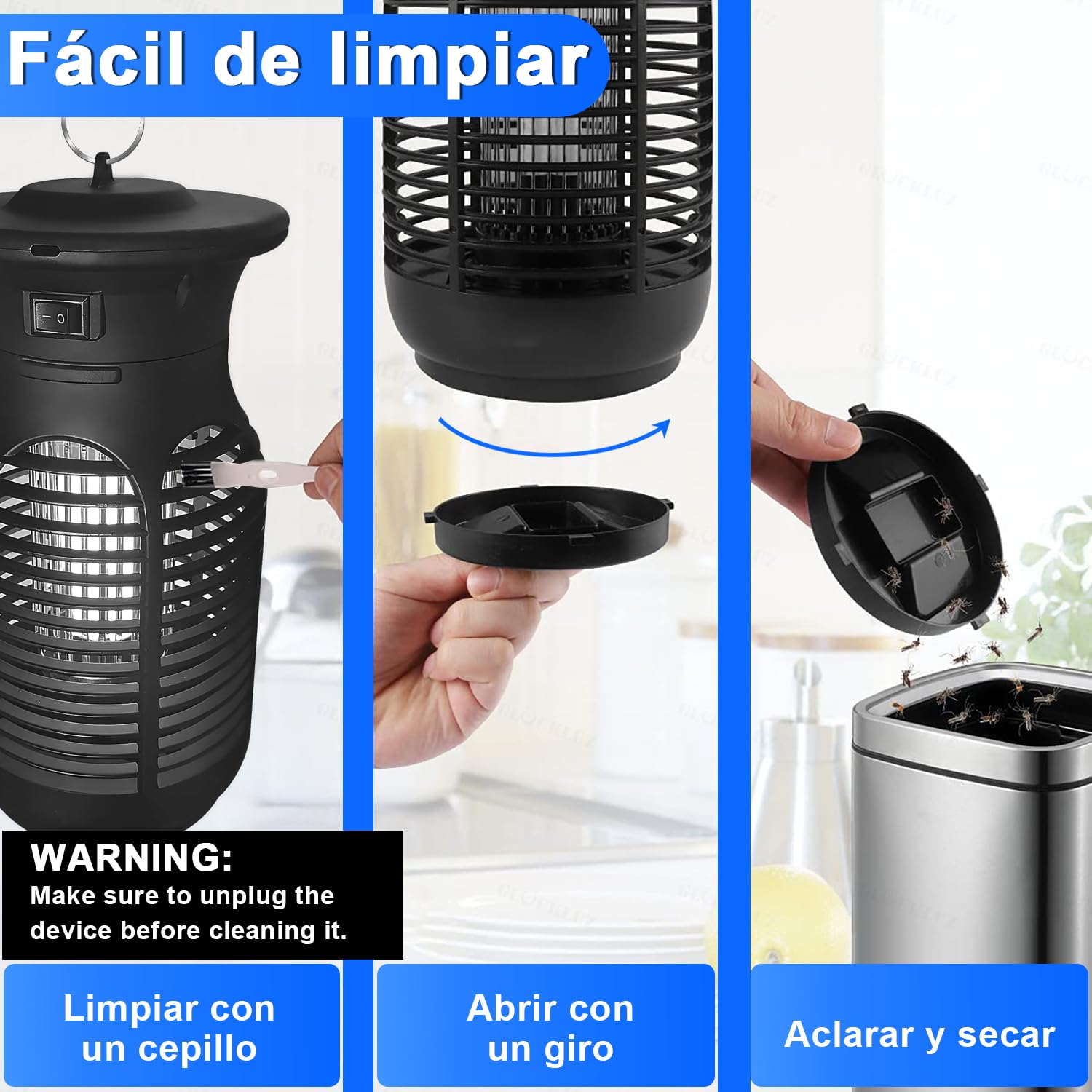 Glückluz Lampada Antizanzare – 20 W Ammazza Zanzare Elettrico & Acchiappamosche, con Luce LED 365–395 nm, Lampada Antizanzare per Interni, Esterni, Giardino, Terrazzo