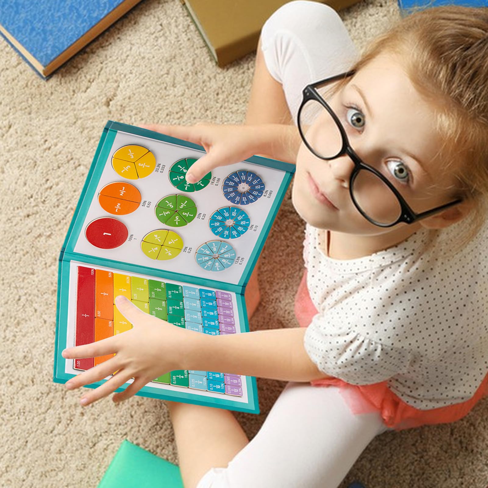 Sulxyi Carreaux Magnétiques En Mousse – Fractions Arc-en-Ciel – Outil Préscolaire Pour Apprendre Les Maths – 20,5 Cm – EVA – Manipulation Et Visualisation