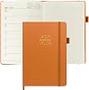 2025-2026 Academic Planner - Weekly and Monthly, 5.75 x 8.5, July 2025 - June 2026, Two Pages Per Week, Minimalist Appointment Book for Men Women, Buckram Bookbound Hardcover - Orange