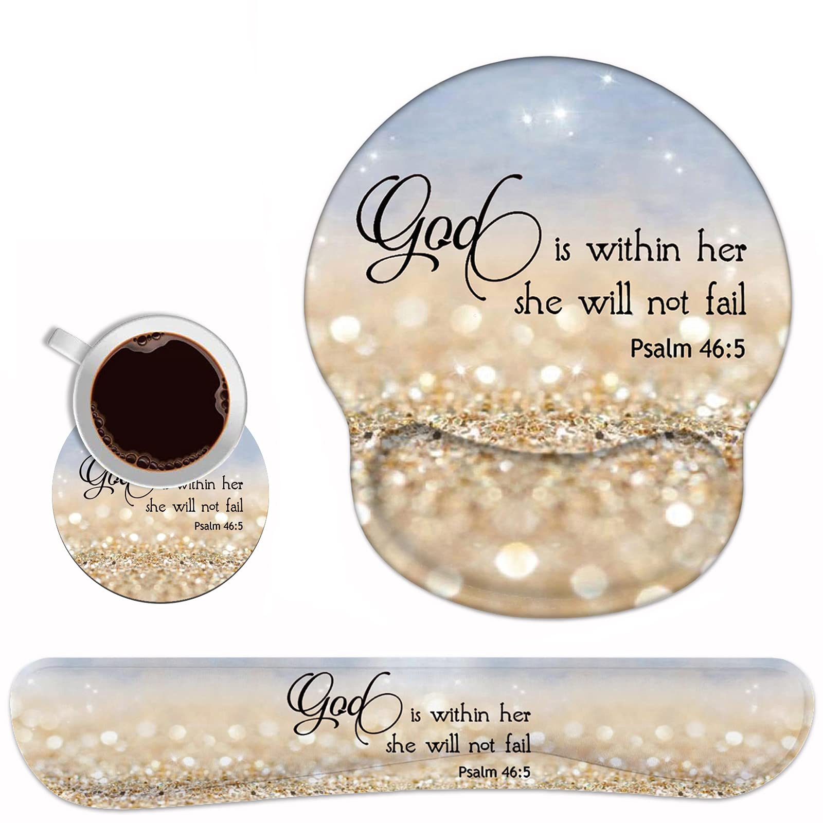 Repose-poignet 3 En 1 Pour Clavier + Tapis De Souris Et Dessous De Verre, Ensemble De Tapis De Souris Ergonomique En Gel Et Tapis De Clavier, Confortable Et Léger Pour Faciliter La