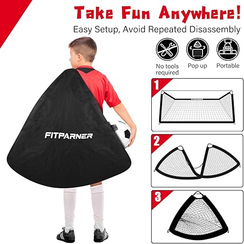 Miniatura 5 de Kids Soccer Goal for Backyard Set,2 Pack of 4x36x4 ft Portable Pop Up Soccer Nets,Complete Youth Training Equipment with Target,Ball & Cones for