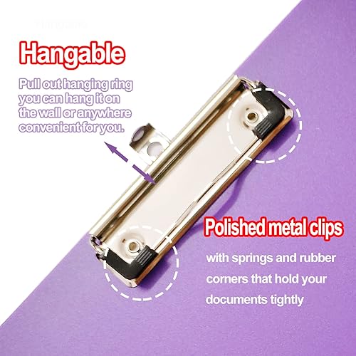 Miniatura 3 de Paquete de 6 portapapeles de plástico, portapapeles de oficina, tamaño estándar A4, coloridos tableros transparentes con clip de perfil bajo