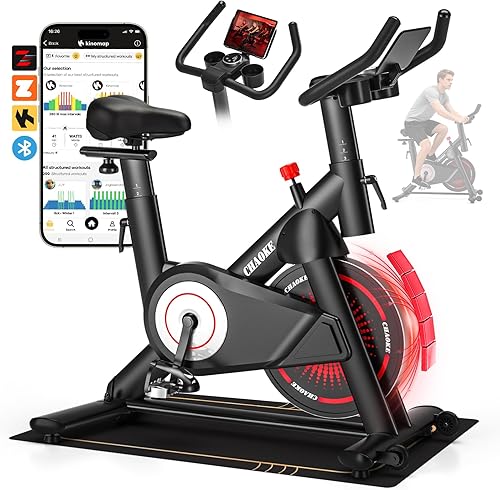 Miniatura 11 de CHAOKE - Bicicleta estática silenciosa, resistencia magnética, capacidad de 300 libras, para el hogar, compatible con aplicaciones, bicicleta