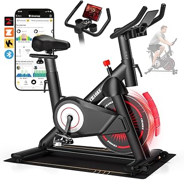 CHAOKE Exercise Bike, Quiet Adjustable Magnetic Stationary Bike for Home Cardio with App Compatible, 350LB Weight Capacity Indoor Cycling Bike with Comfortable Seat, Digital Display for Home Fitness