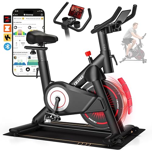 CHAOKE Exercise Bike, Quiet Adjustable Magnetic Stationary Bike for Home Cardio with App Compatible, 350LB Weight Capacity Indoor Cycling Bike with Comfortable Seat, Digital Display for Home Fitness