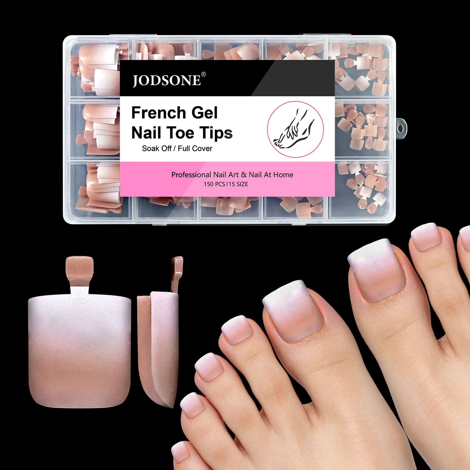 JODSONE Toe Press Ons Nail Tips - Gradient Brown Toenails