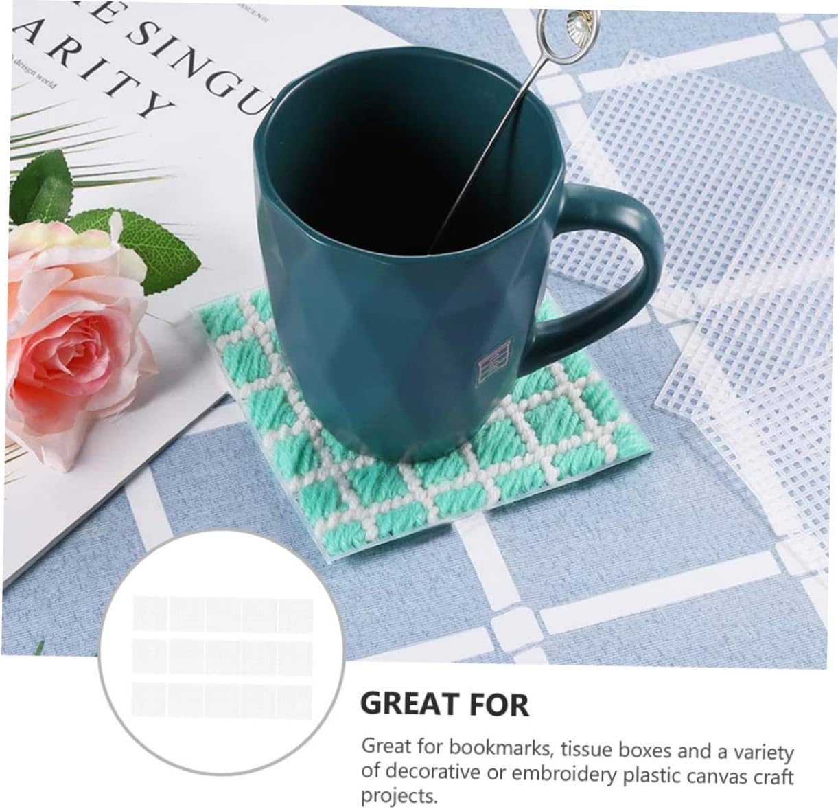 Veemoon 25pcs DIY Plastic Mesh Canvas Sheets for Cross Stitch Crafting Square Woven for Embroidery and Sewing Projects