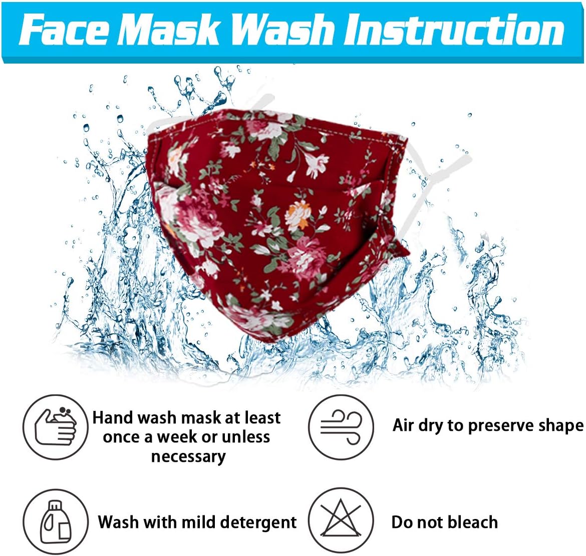 Genovega Stylish Face Mask with Adjustable Ear Loops, Folding Breathable Decorative Facemask for Women Man