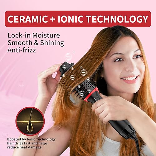 Miniatura 7 de Plus 2.0 Cepillo secador de pelo de doble voltaje con enchufe europeo, 110V-120V220V-240V Cepillo secador de pelo para viaje europeo Cepillo de aire