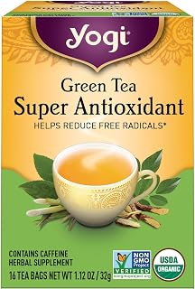 Yogi Tea Green Tea Super Antioxidant, Organic Herbal Tea Bags 16ct - Antioxidant Boost with Grapeseed Extract