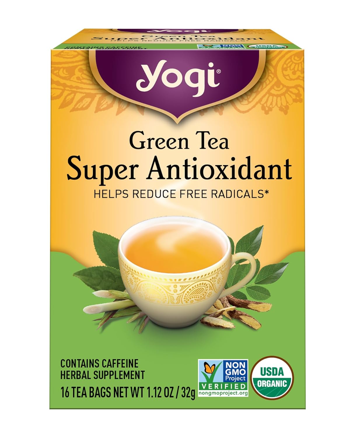 Yogi Tea Green Tea Super Antioxidant, Organic Herbal Tea Bags 16ct - Antioxidant Boost with Grapeseed Extract