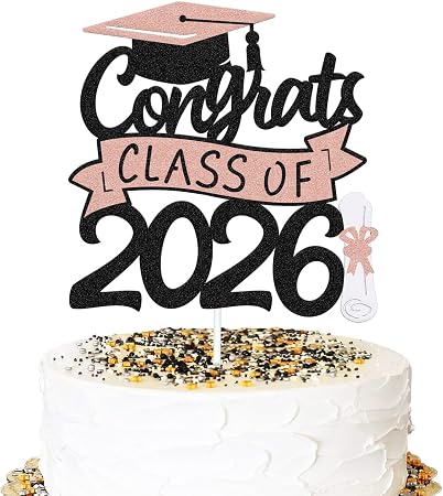 Congrats Class of 2026 Cake Topper Congrats Grad Cap Diploma
