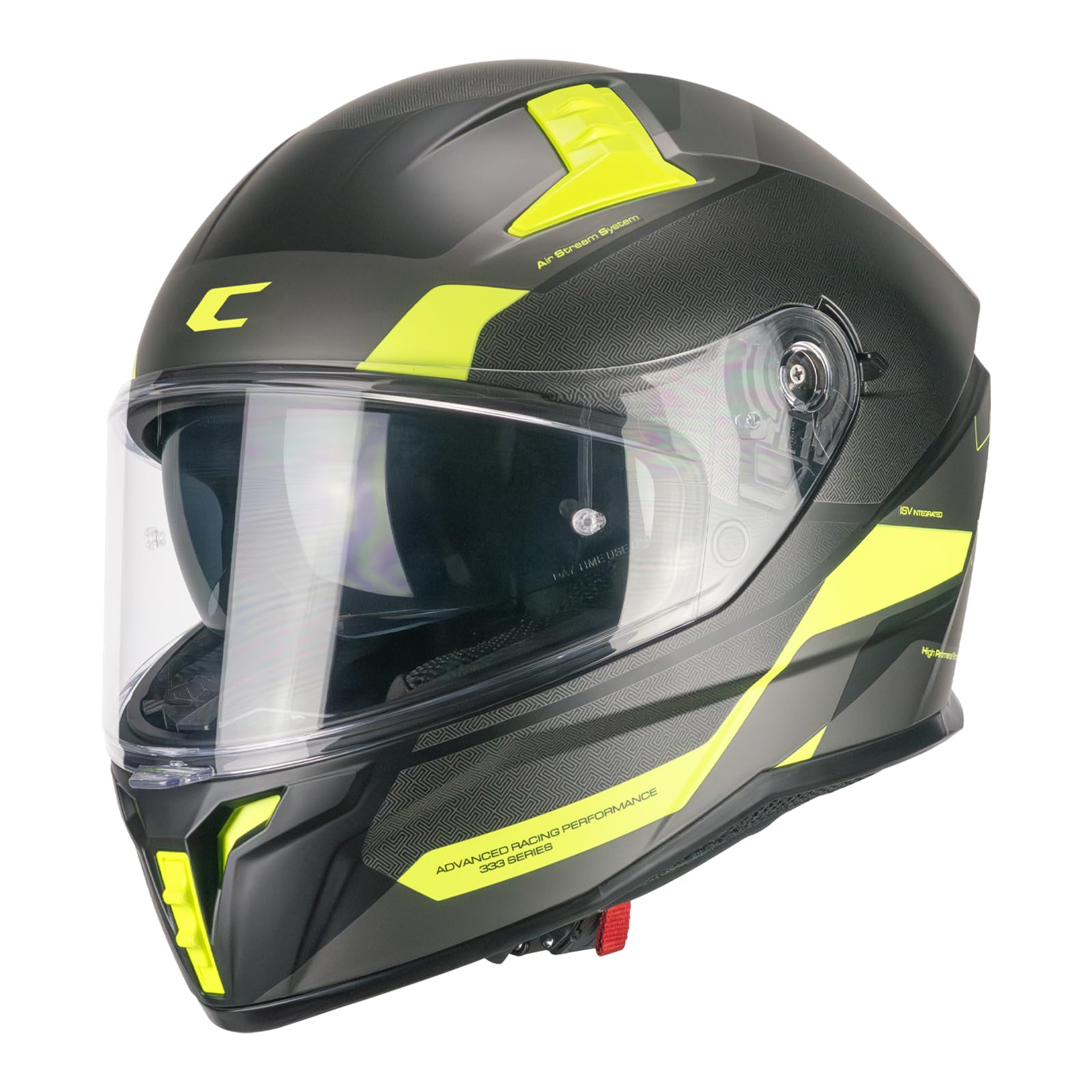 CGM Casco integrale,333G ONYX SPORT Nero Giallo fluo opaco, M
