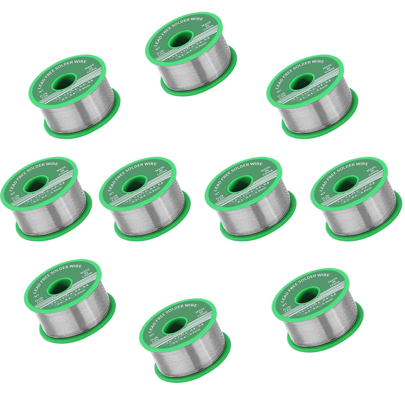 10 stücke Lötzinn 1,0 mm, bleifreies Lötzinn mit Kolophoniumkern 20 g, geeignet für die Reparatur elektronischer und elektrischer Schweißkomponenten und zum Selbermachen