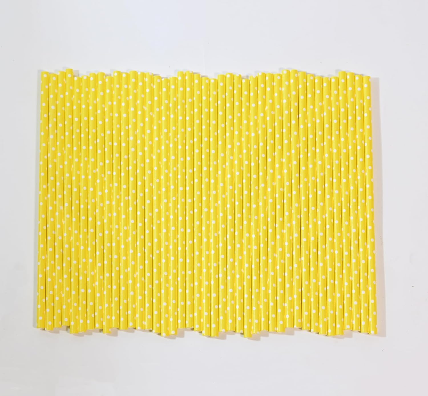 GLUJASBIO Cute Paper Straws Drinking - Pastel Yellow White Dots Paper Straws Bulk for Party, Baby Shower, Dessert Shop, Restaurants, 7.75" x 0.24" - Image 5