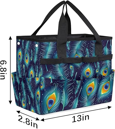 Miniatura 3 de Bolsa de herramientas de jardín de plumas de pavo real para mujeres y hombres, bolsas de almacenamiento de herramientas de jardinería con 10