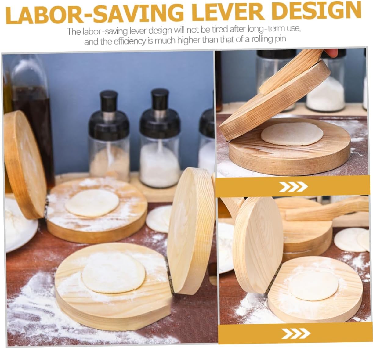 PRETYZOOM Mold for Dumpling Wrappers Wooden Dough Presser Kitchen Dumpling Pressing Plate Easy to Use