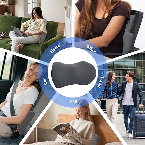 Vista 38 de Almohada lumbar, almohada de apoyo lumbar de espuma viscoelástica para silla de oficina y asiento de automóvil, almohada de apoyo para aliviar