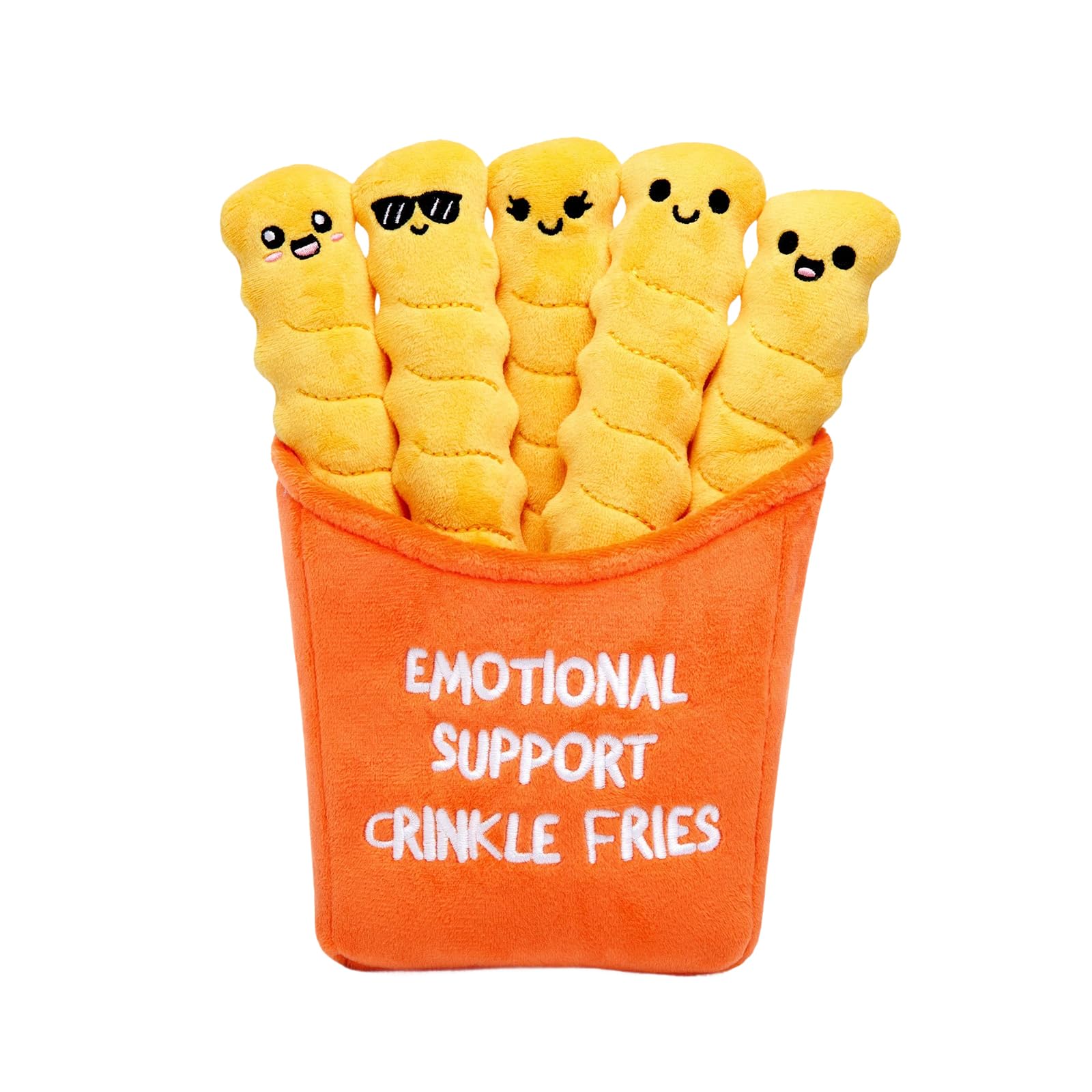 Qubitly 5 Pcs French Fries Emotional Support Box, Plush Positive Gifts with Positive Message