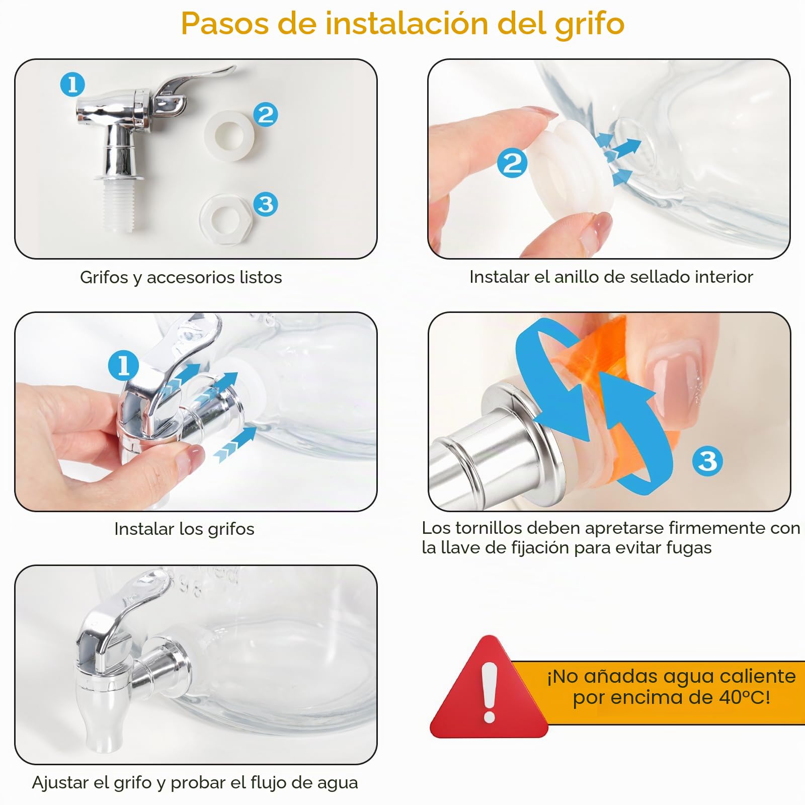 Dispensador de bebidas de cristal para fiestas, paquete de 2 unidades, 1 litro, con soporte y grifo, 100% a prueba de fugas, dispensador de limonada con cilindro de hielo y pizarra