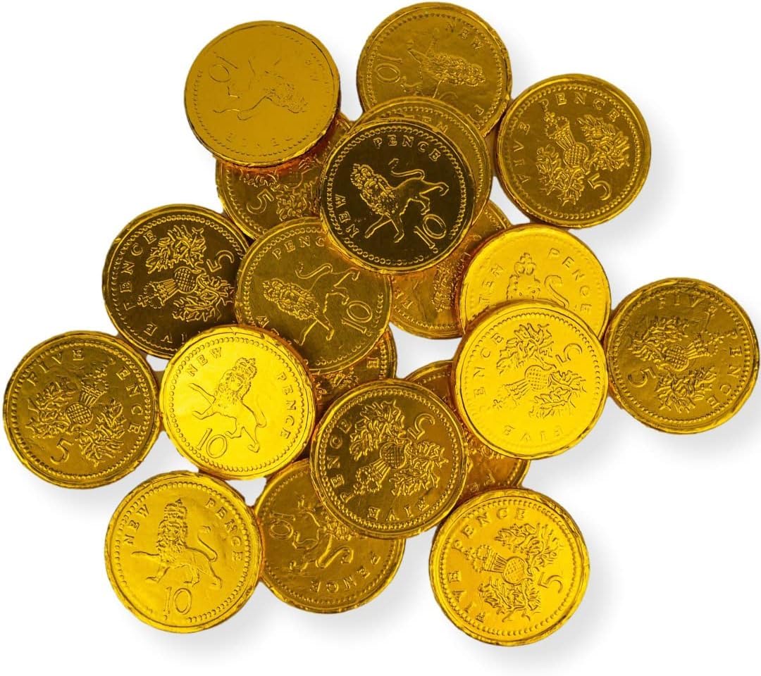 Lot de 250 pièces de monnaie dorées en chocolat au lait, bonbons au chocolat, cadeau d'anniversaire et de Noël