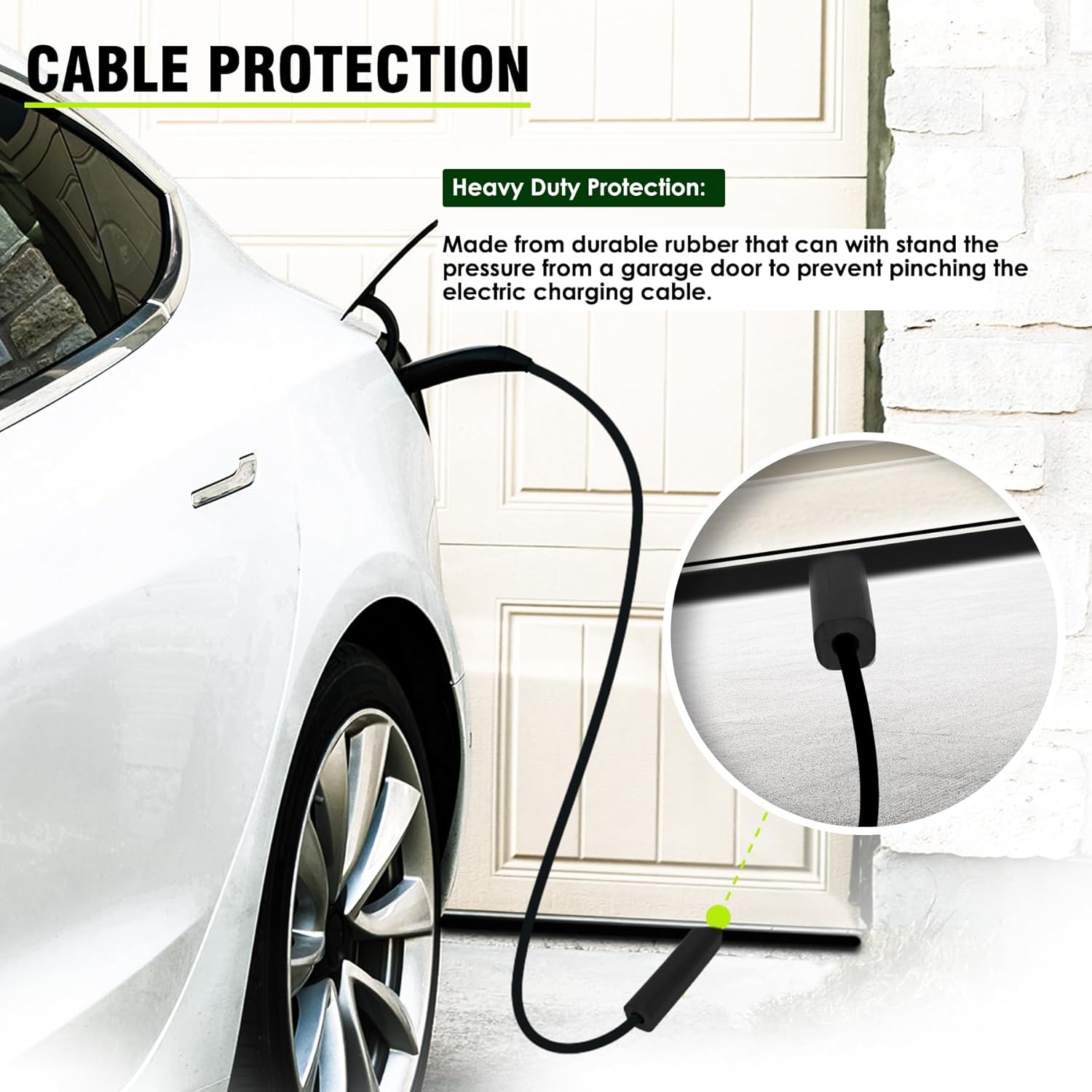 EV Charger Protector Garage Door Pass Through - Heavy-Duty Rubber, ID 19mm, Compatible for Tesla or Various Cable Types (1PK)