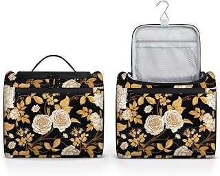 Bolsa de higiene pessoal suspensa para mulheres, bolsa de lavagem de viagem de grande capacidade de peônia bolsa de maquiagem portátil de folhas caídas bolsa de banheiro impermeável para chuveiro bolsa de banheiro para cosméticos acessórios essenciais, Multicor