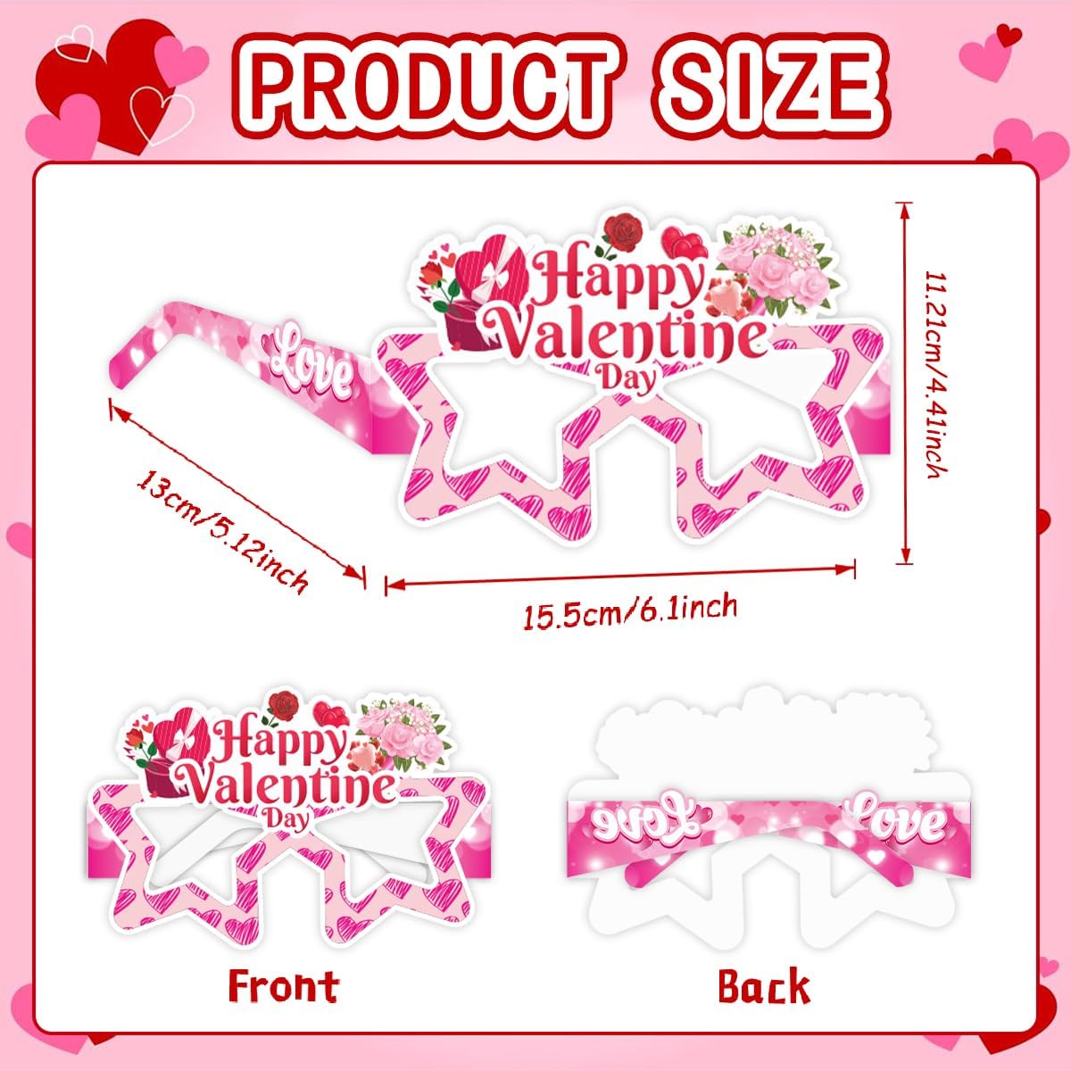 16Pcs Valentines Masks Glasses Party Favors, Theme Party Supplies Dress Up Masks Photo Booth Props Birthday Gifts, Valentines Party Supplies