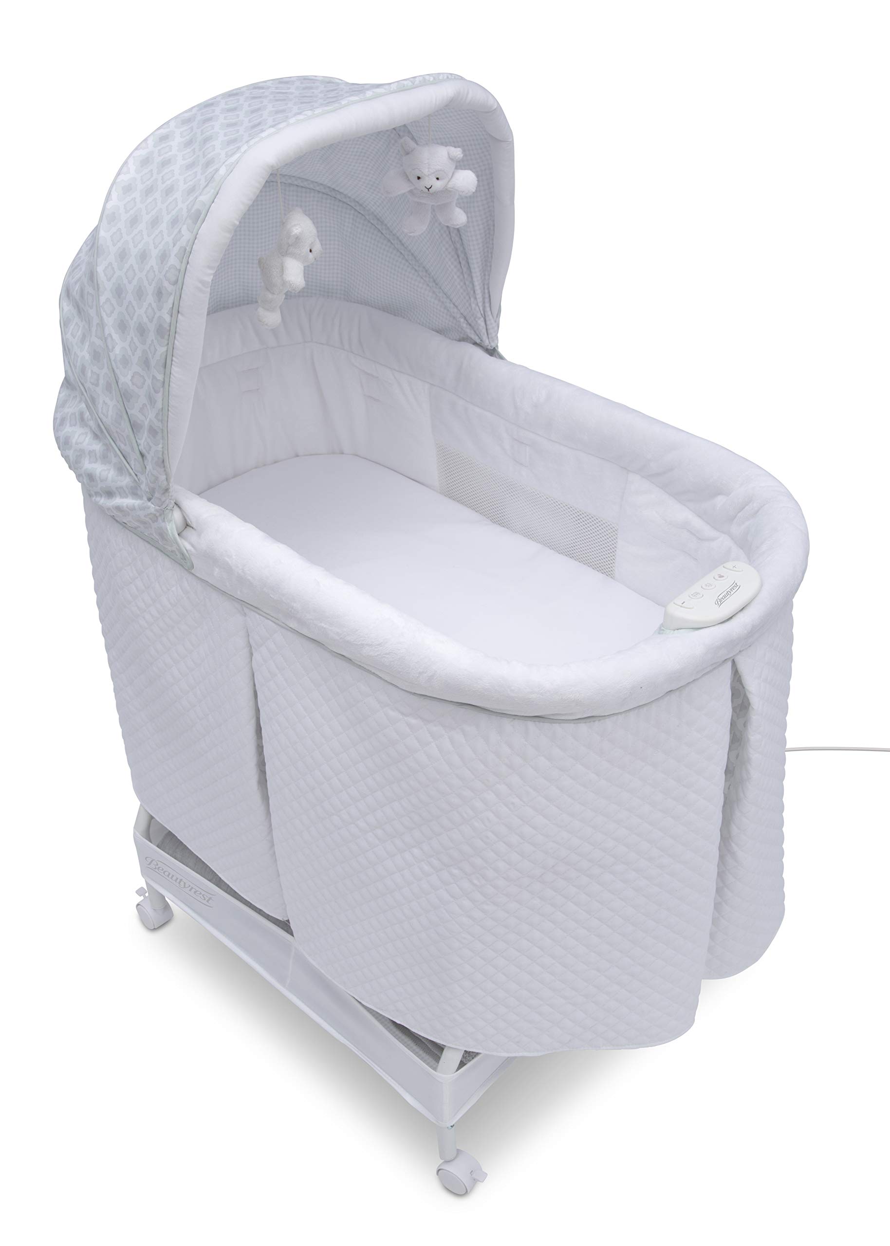 Simmons Kids Deluxe Hands-Free Auto-Glide Bedside Bassinet - Portable Crib Features Silent, Smooth Gliding Motion That Soothes Baby, Arcadia