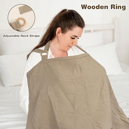 Miniatura 5 de ManFaiSky - Funda de lactancia de muselina para lactancia materna, ligeras y transpirables, para mujeres, correa ajustable, delantal de lactancia