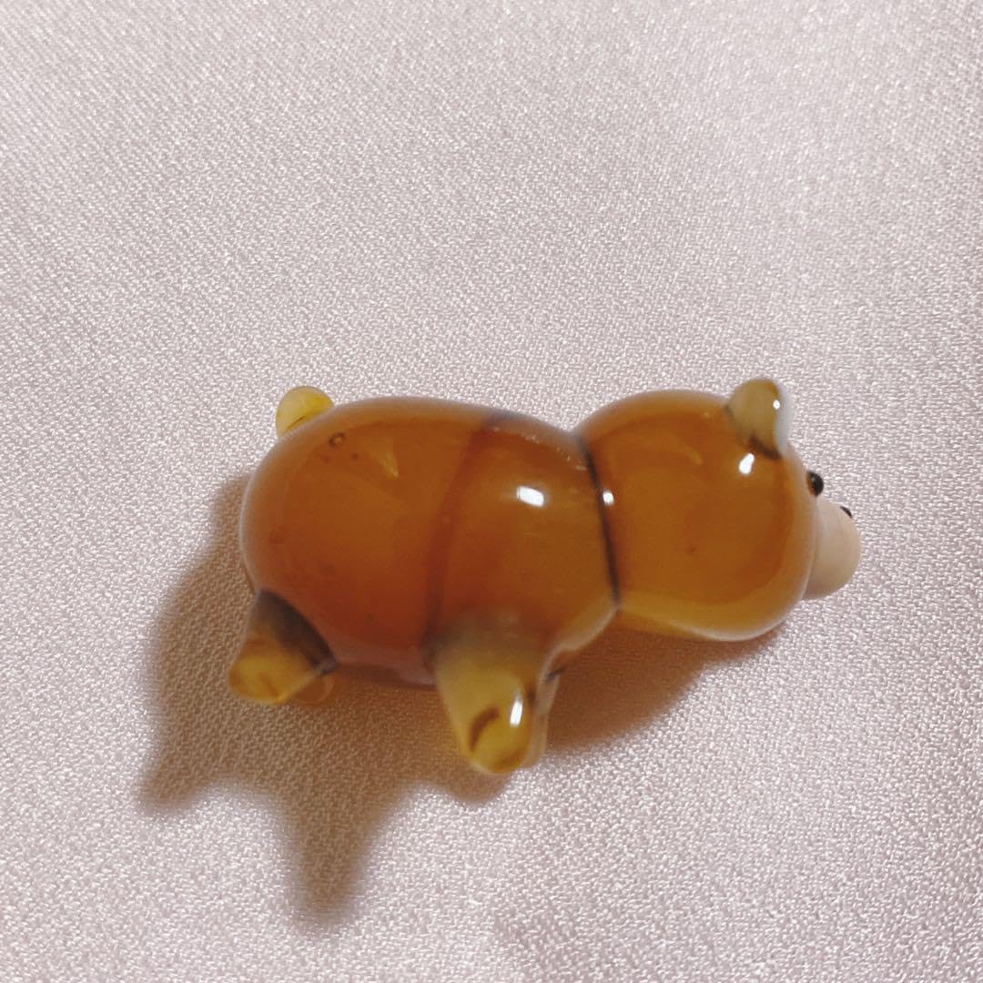 くま茶色ガラス細工ミニチュア