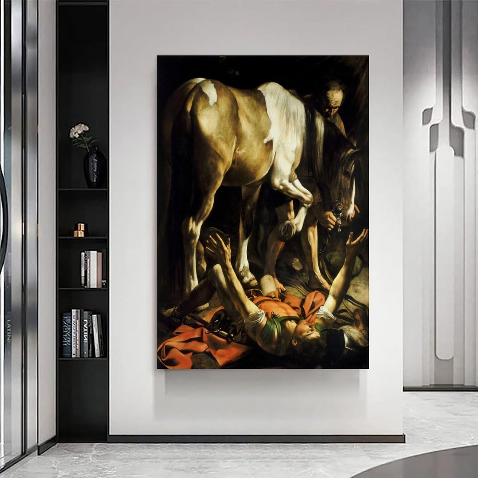 Carávaggio Kunstarbeit (Umwandlung auf dem Weg nach Damaskus), Poster, Familie, ästhetischer Wandbehang, Kunstdruck, Fotofarbe für Schlafzimmer, Dekoration, 40 x 60 cm