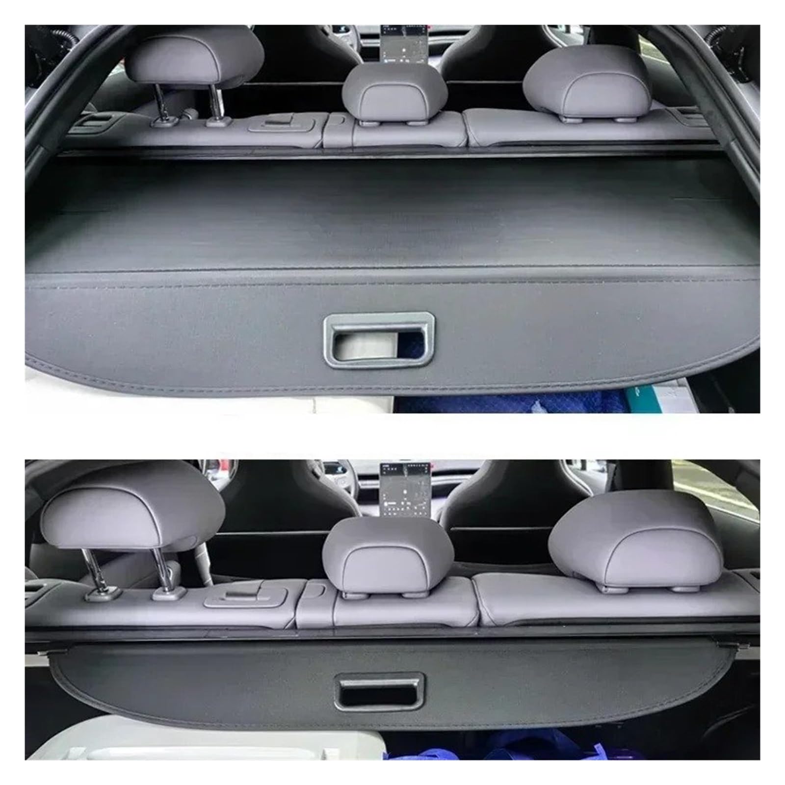Cache-Bagages Rideau Rangement Arrière Privé Panneau Séparation Couverture Coffre Voiture pour VW pour Tiguan L pour Pro MK3 2024~2025 Rideau Coffre | [](Leather)