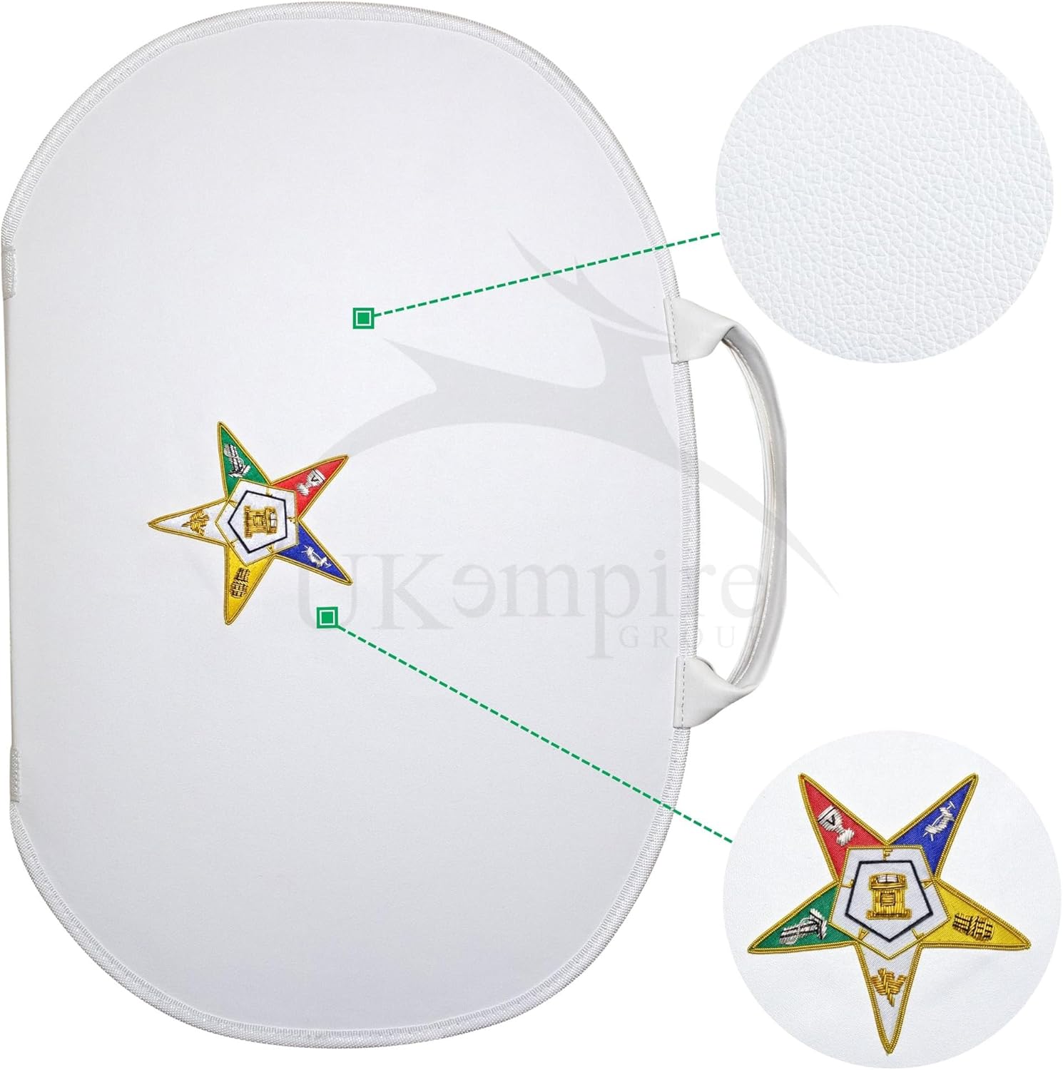 OES Chain Collar Case White (Improved Design), Eastern Star Hand Embroidery Emblem | Freemason Carrying Cases & Bags
