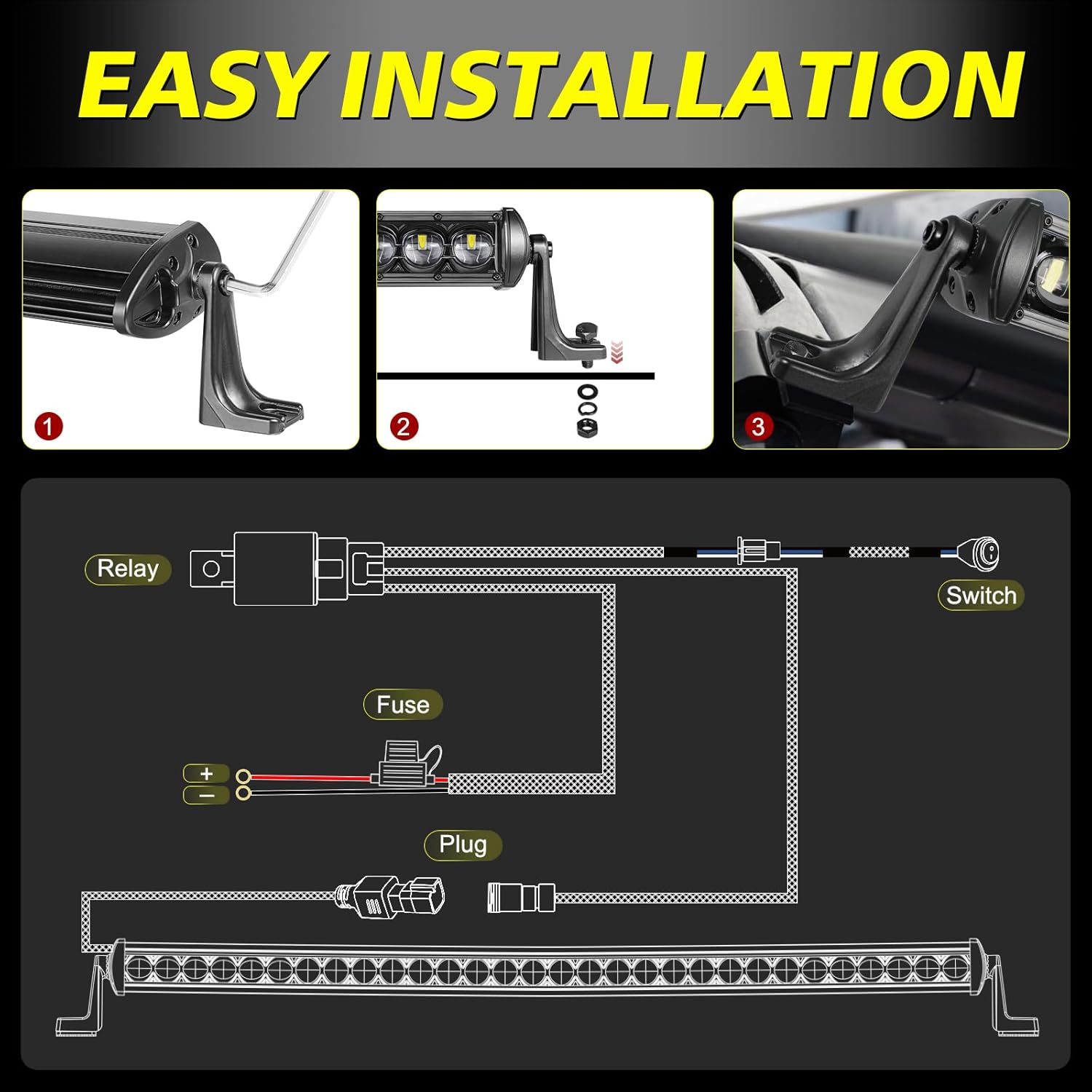 40 Inch Curved Light Bar Kit, AKD Part 210W OSRAM LED Black Series Single Row Light Bar w/Wiring Harness Spot Flood Combo Offroad Driving Slim Curve LED Lights for Trucks SUV UTV Can-am Bronco