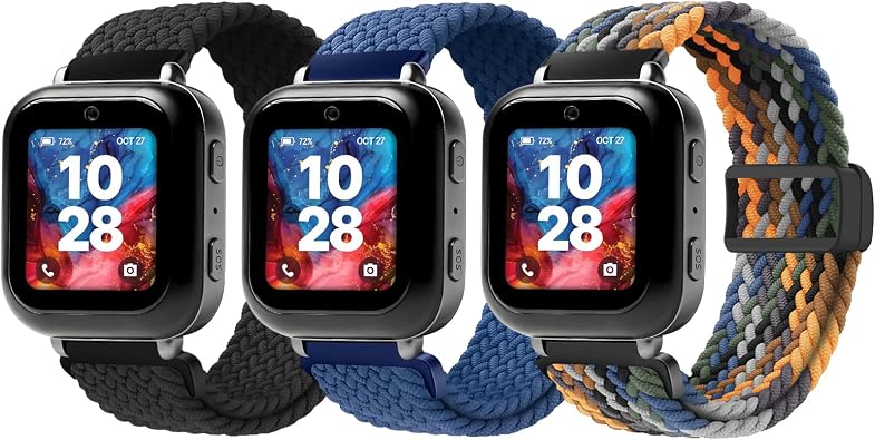 SimpleThings Braided Bands Compatible with Bark Watch, 2Pack Solo Loop Stretchy Watch Bands with Adjustable Easy Buckle for Kids Boys Girls
