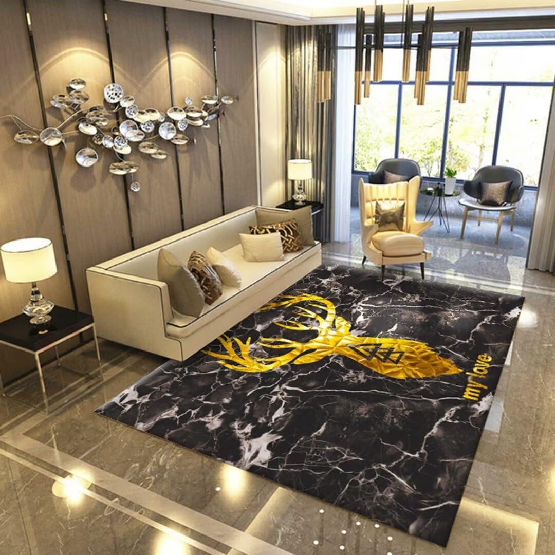 Tapis de salon design noir tout doux géométrique moderne 180x250cm pour chambre cocooning